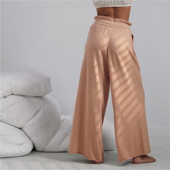 Lunya Cozy Cotton Silk Relaxed Pant Otium Tan Pink Heathered Drawstring M New - Picture 9 of 15
